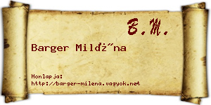 Barger Miléna névjegykártya